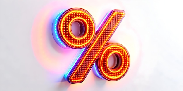 3D Macro of Glowing Percentage Symbol on Digital Display for Cyber Monday Discounts Futuristic Clo