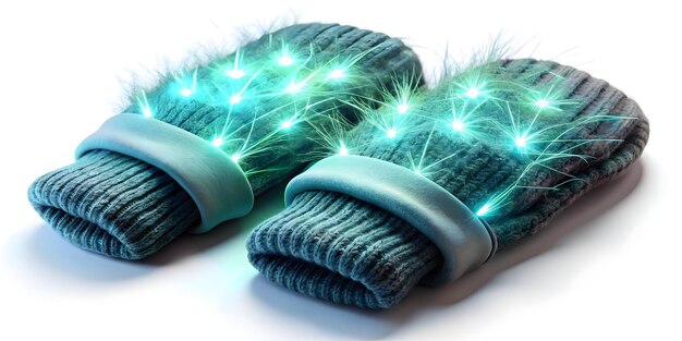 Photo 3d macro shot of futuristic gloves with glowing fibers hightech fabric details modern design i