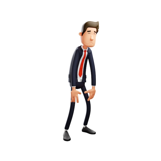 3D Male Cartoon Illustration with a sad face