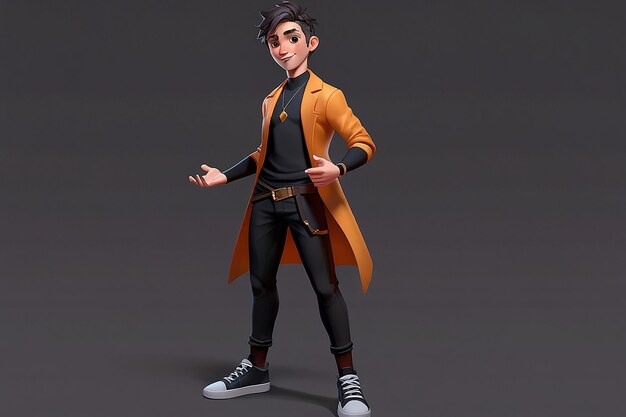 Photo 3d male character showing piece