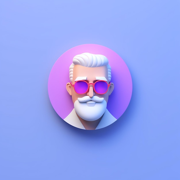 3d man icon with sunglasses and a beard