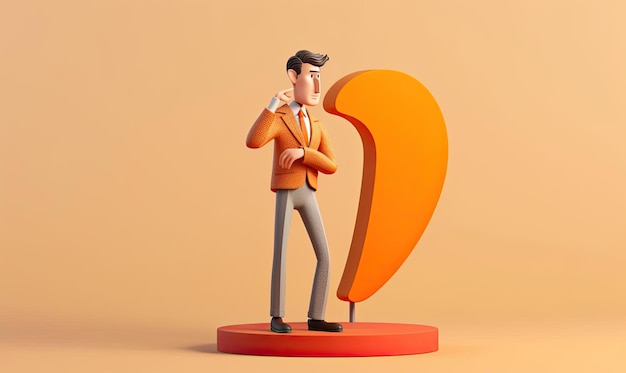 3d man standing next to an object