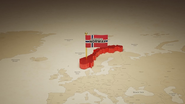 3D map of Norway for celebrating Independence day