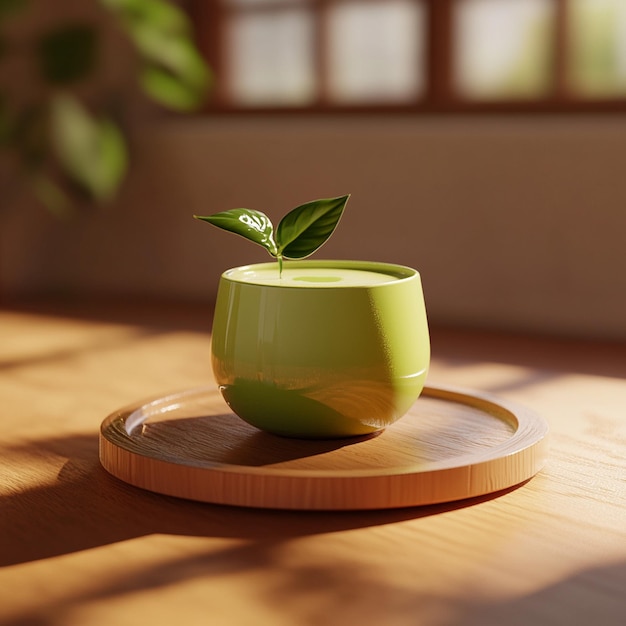 Photo 3d matcha icon green tea and wellness illustration logo