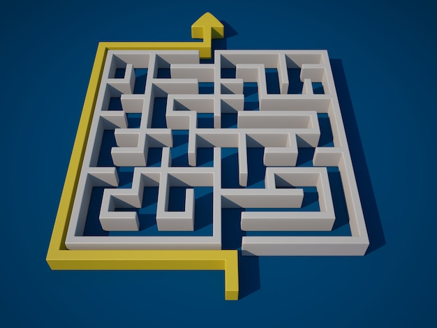 3D Maze with Arrow Path