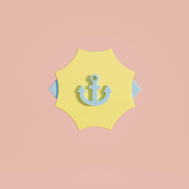 3d medal coin with anchor icon