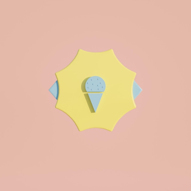 3d medal coin with ice cream icon