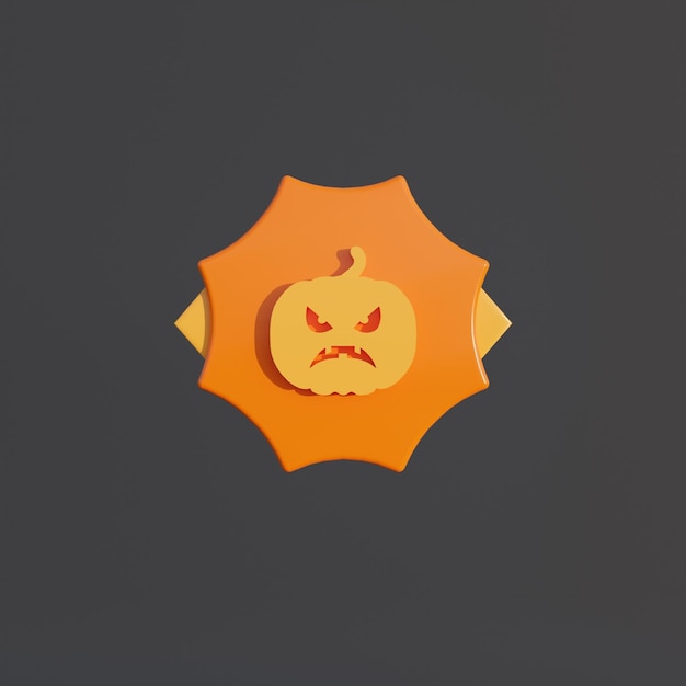 3d medal coin with pumpkin icon