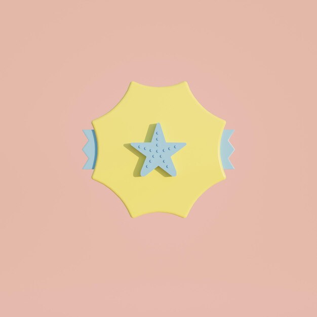 3d medal coin with starfish icon