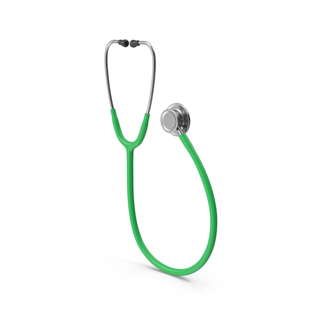 3d Medical Green Stethoscope Professional Instrument for Diagnostic Health isolated on white