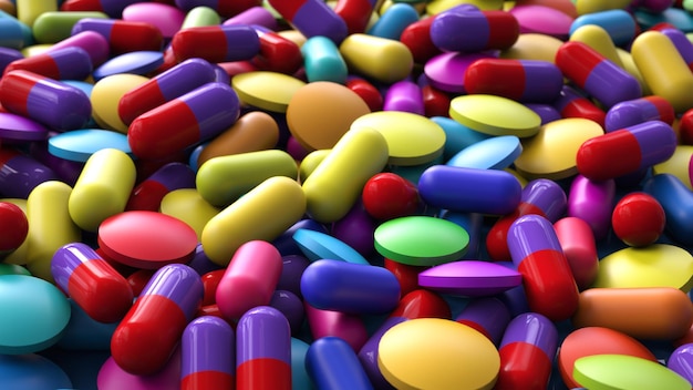 3d medicine capsules background illustration