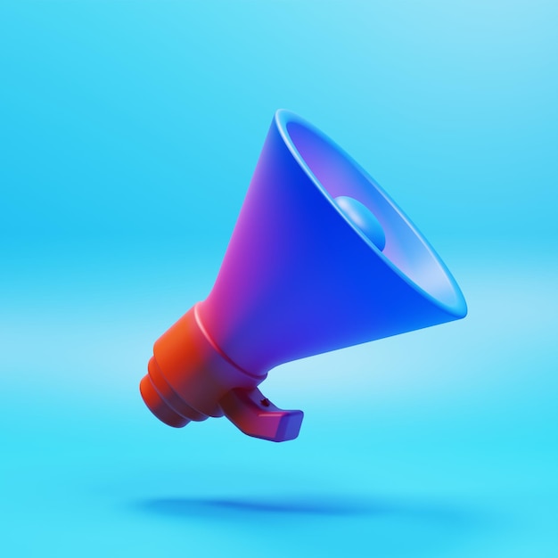 3d megaphone icon on blue background with gradient color 3d rendering business icon concept