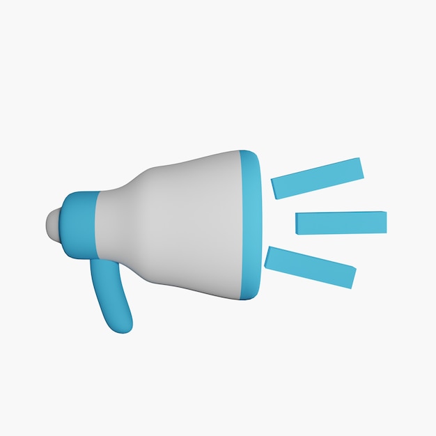 3d megaphone icon in white background