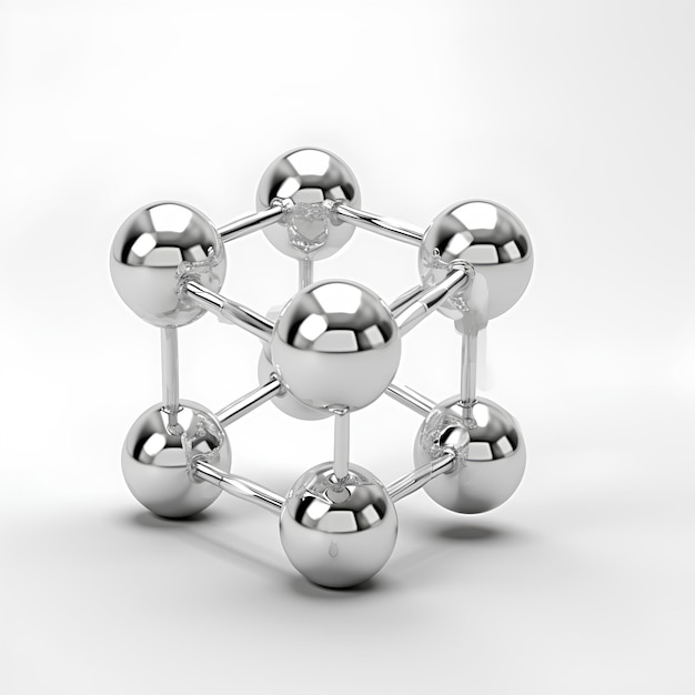 3d metal molecule illustration of anhydrous water isolated on white