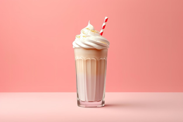 3d milk shake glass with dressing of fruits Generative AI