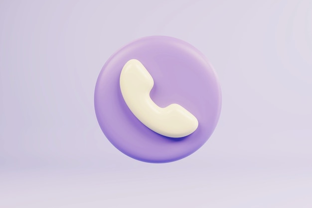 3d minimal call phone and bubble talk on blue background Talking with service support hotline and call center icon concept Purple telephone for contact customer on isolated background 3d rendering