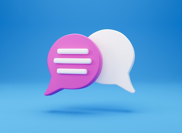 3d Minimal chat conversation concept. Group Speech bubble chat icon isolated on blue background. Message creative social media chatting concept Communication or comment chat symbol. 3D render