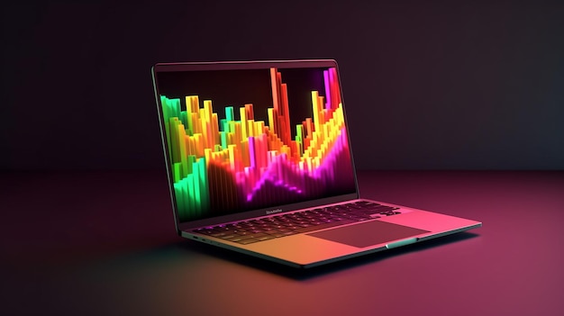 3d minimal marketing strategy concept business graph in laptop made by generative AI