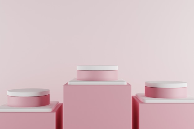 3d minimal pastel scene with pink podium.