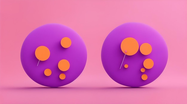 3D minimal purple and orange chat bubbles on pink background by generative AI