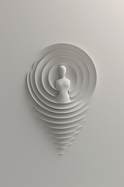 A 3D minimalist depiction of a series of ripples emanating from a point