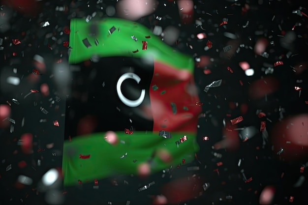 3d minimalist Libya flag bokeh background Generative AI