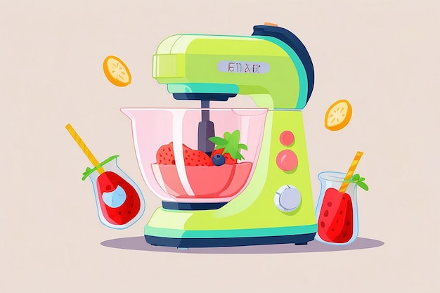 Photo 3d mixer blender flat illustration