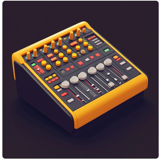 Photo 3d mixing desk icon audio production control illustration logo