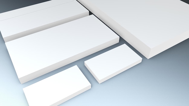 3d mockup illustrations for stationery item such as business card letterhead and envelope