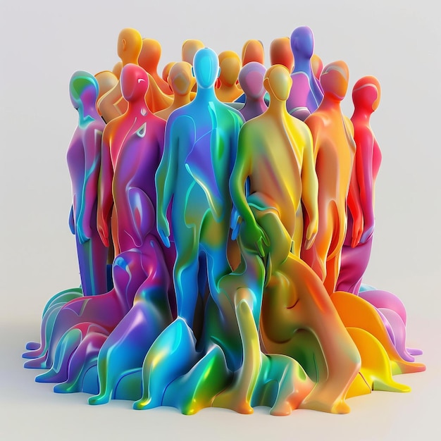 3D Model Abstract Art of Uplifting abstract LGBTQ group sculpture embracing in unified acceptance