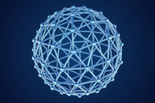 3d model of abstract sphere on blue