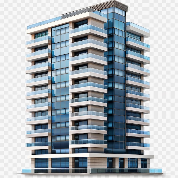 a 3d model of a building with blue windows