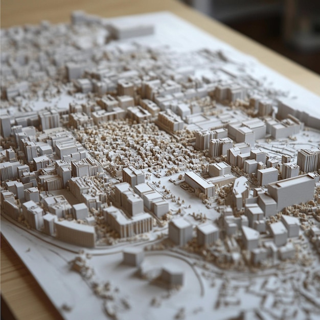 A 3D model of a city with different zones marked based on their susceptibility to earthquake damage