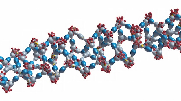 Photo 3d model of dna molecule with detailed structure