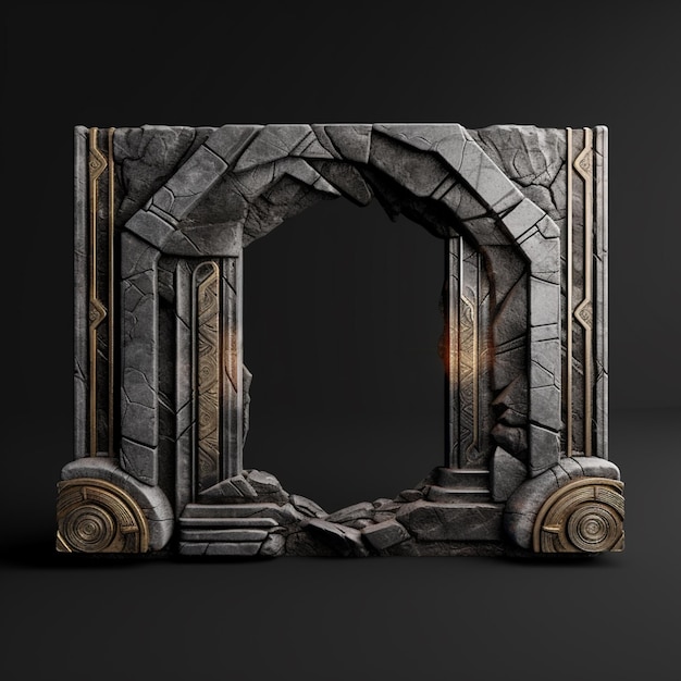 A 3d model of a gate with the word temple on it.