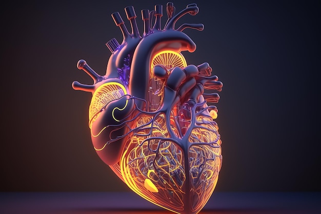 A 3d model of a heart with the words heart on it