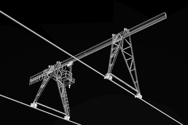 3D model Industrial construction cran isolated on black background