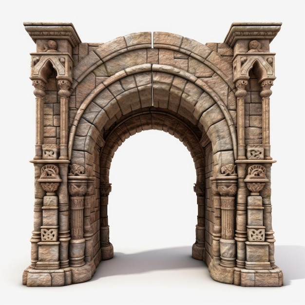 3d Model Of Medieval Entrance Gate In Romanesque Architecture Fo