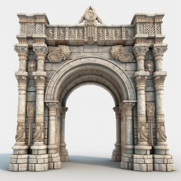 3d Model Of Medieval Entrance Gate In Romanesque Architecture St