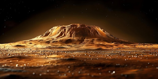 3D Model of Olympus Mons Mountain on Mars with a Modern Space Background Concept 3D Modeling Olympus Mons Mars Modern Space Background