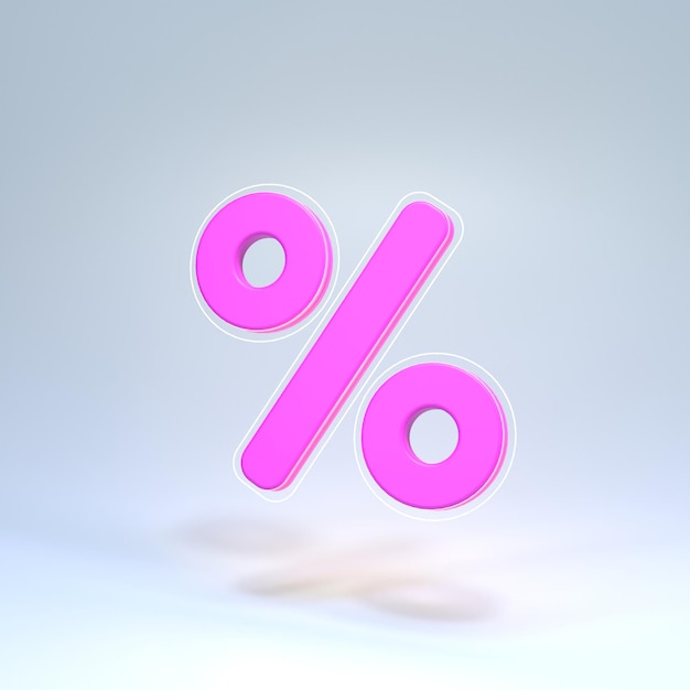 3D model of a percent sign at an angle. 3d render illustration.