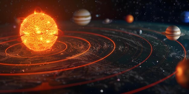 3D Model of Planets Orbiting the Sun in the Solar System Concept Astronomy 3D Modeling Planetary Orbits Solar System Simulation