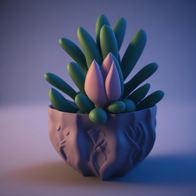 A 3d model of a plant pot with a plant inside