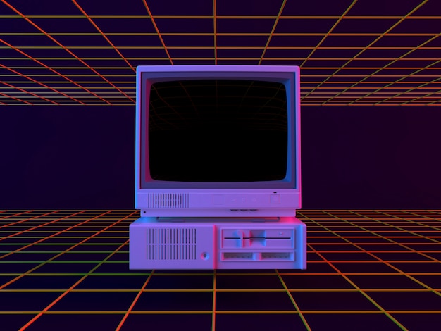 3d model of retro computer