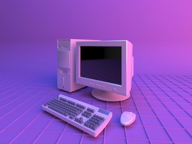 3d model of retro computer