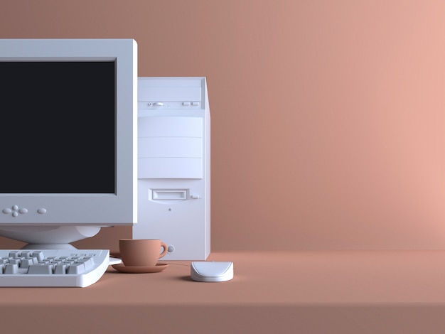 3d model of retro computer