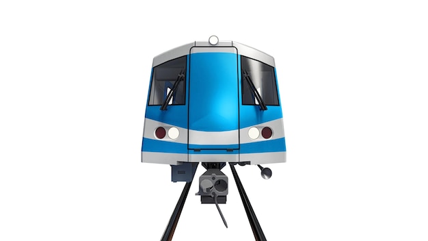 3d model of a subway train on a white isolated background 3d rendering