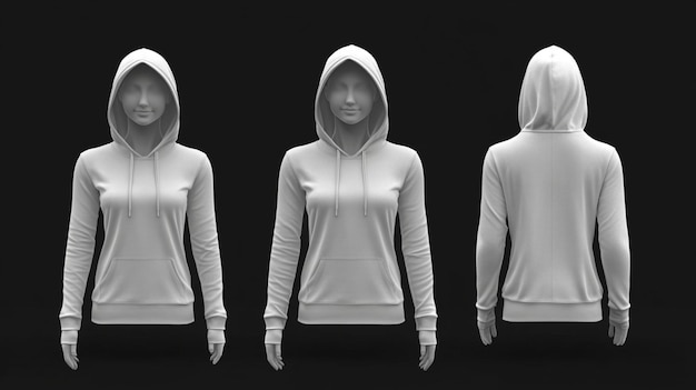 3d model wearing a hoodie from different angles