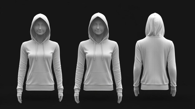 Photo 3d model wearing a hoodie from different angles