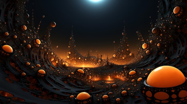 3d modern art alien worlds wallpaper with dark abstract abstra image showing orange and black images